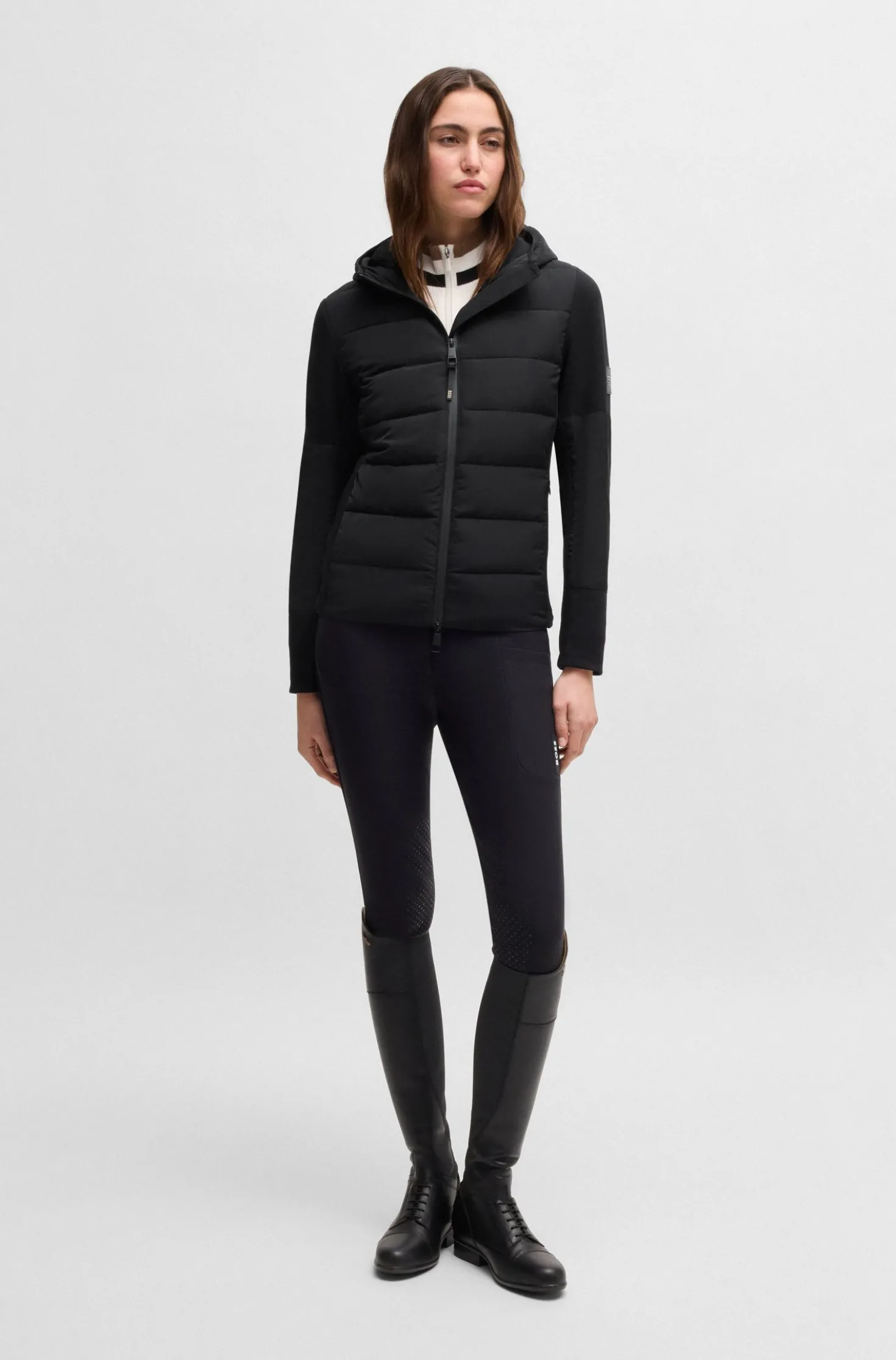 Wasserabweisende, wattierte Reitsport-Hybrid-Jacke