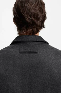 Wattierte Regular-Fit Trainingsjacke aus Woll-Mix