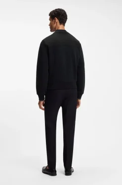 Wattierte Sweatjacke aus Material-Mix mit Reißverschluss