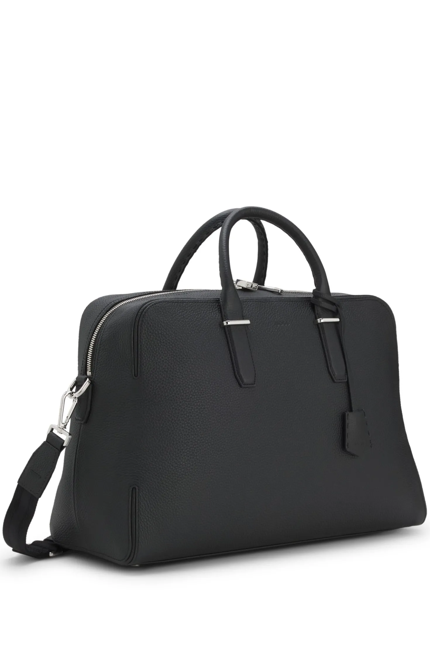 Weekender aus genarbtem Leder mit Logo-Prägung