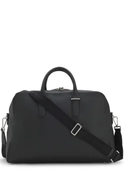 Weekender aus genarbtem Leder mit Logo-Prägung