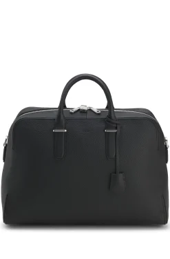 Weekender aus genarbtem Leder mit Logo-Prägung