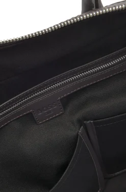 Weekender aus gewebtem Leder mit silberfarbenem Logo