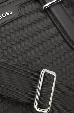 Weekender aus gewebtem Leder mit silberfarbenem Logo