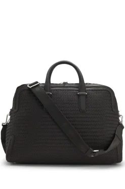 Weekender aus gewebtem Leder mit silberfarbenem Logo