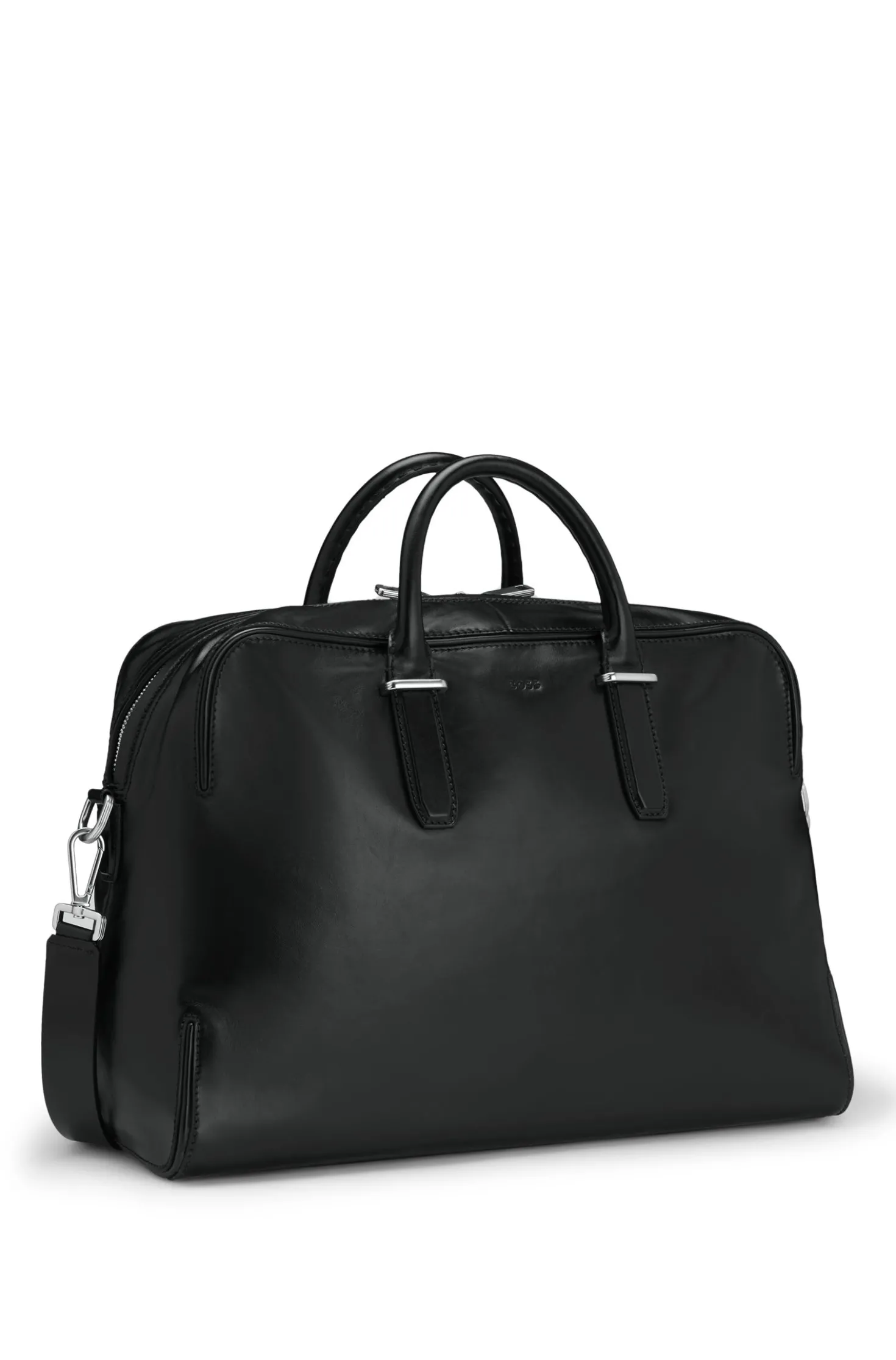 Weekender aus Leder mit Logo-Prägung