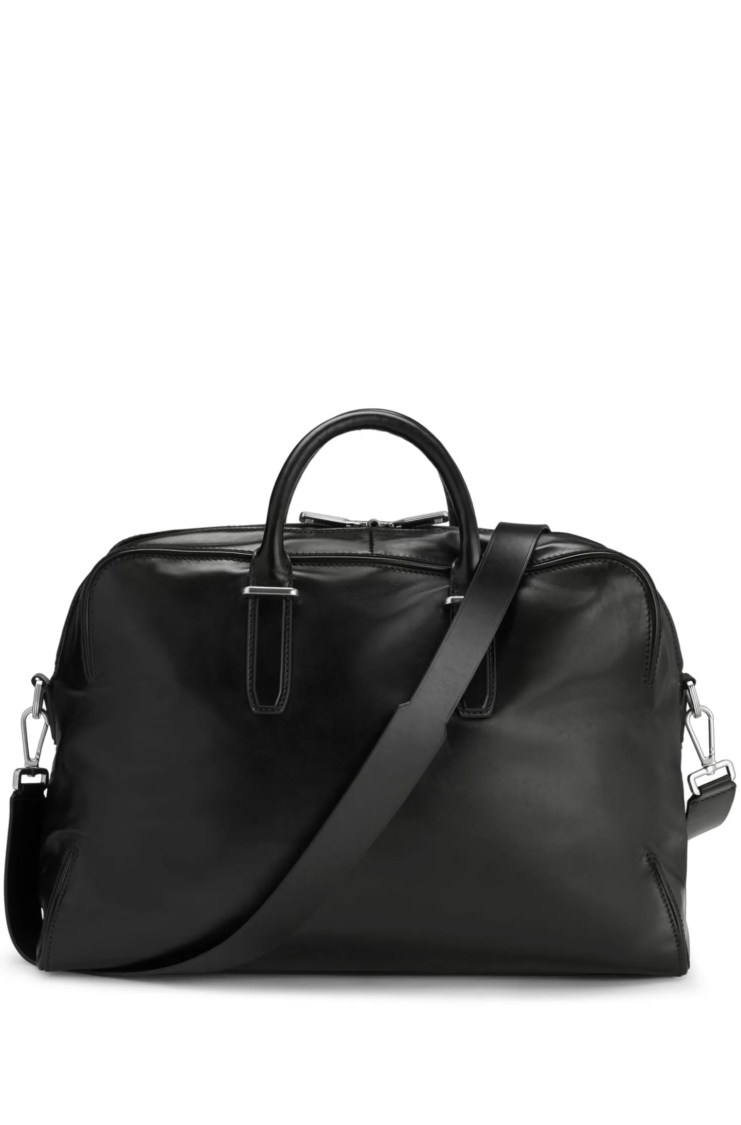 Weekender aus Leder mit Logo-Prägung