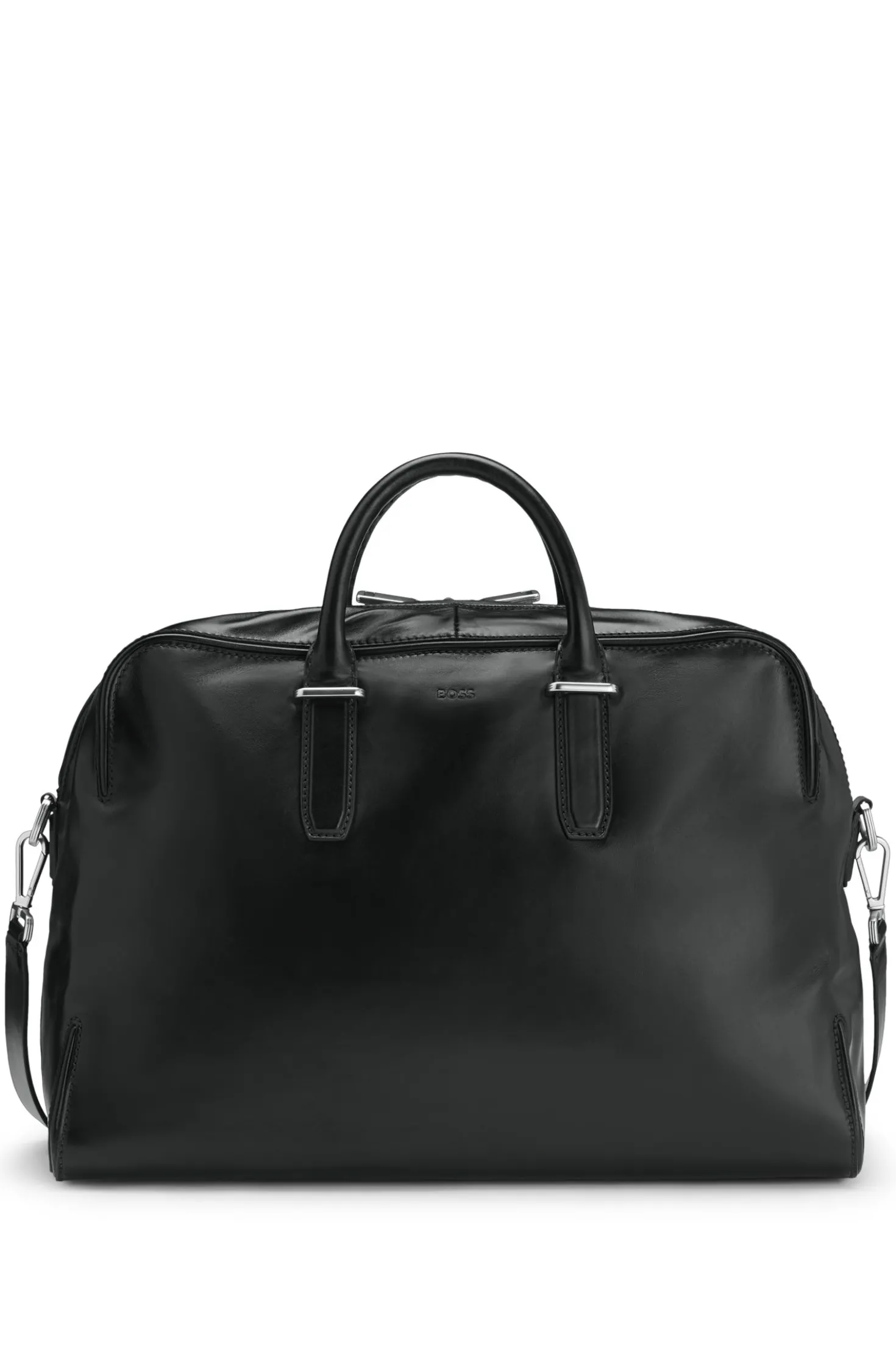 Weekender aus Leder mit Logo-Prägung