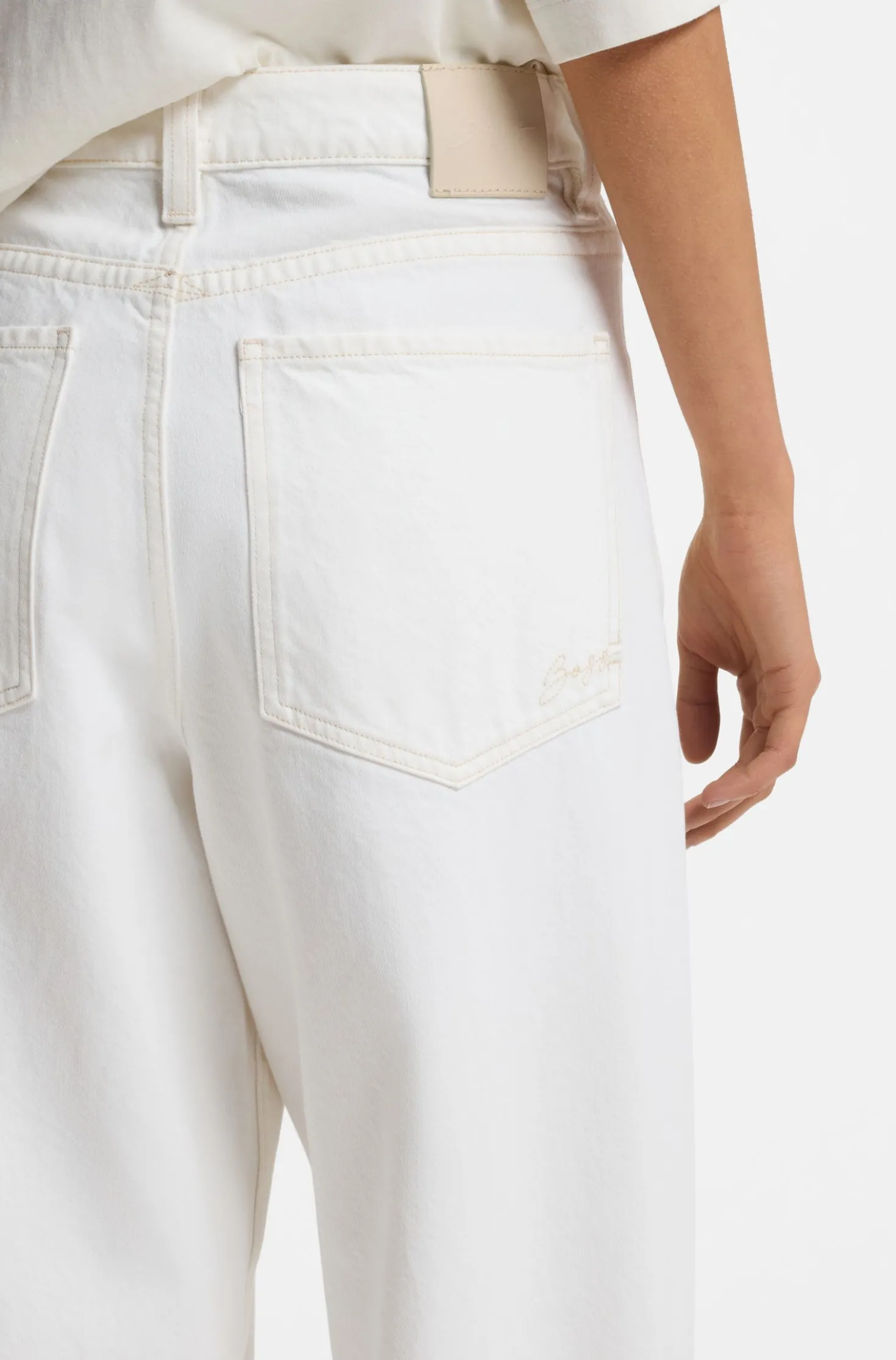 Weiße Relaxed-Fit Jeans aus festem Denim