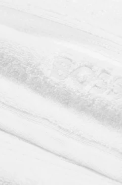 Weißes Badetuch aus Baumwolle mit tonaler Logo-Stickerei