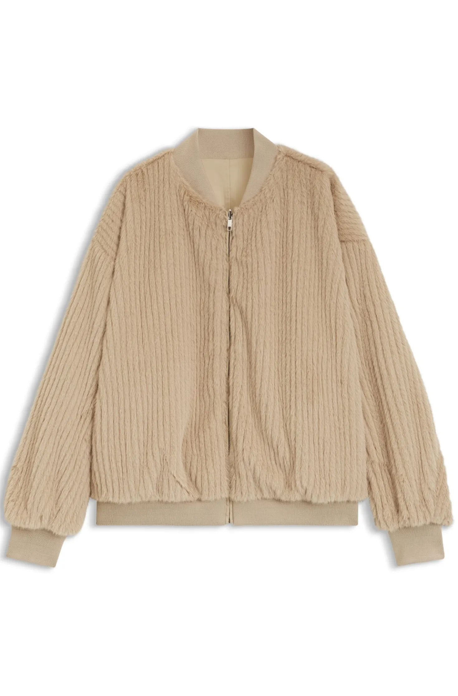 Wendbare Relaxed-Fit Bomberjacke aus Satin und Kunstfell
