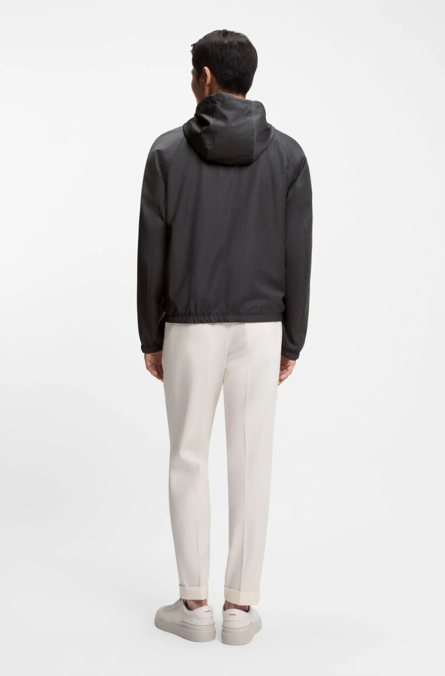 Windbreaker aus Schurwolle mit Kapuze