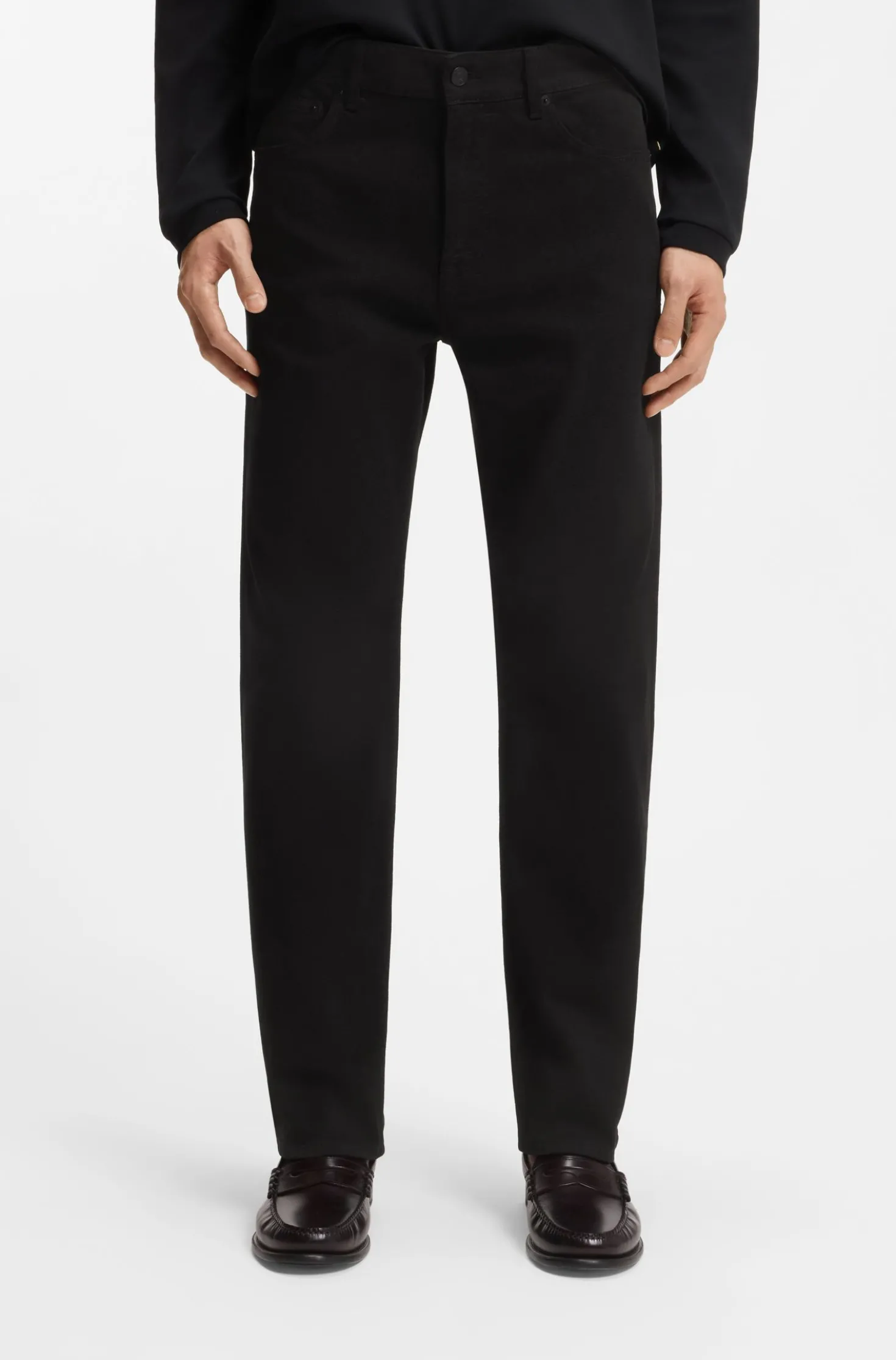 Year of the Horse Tapered-Fit Jeans aus schwarzem Denim mit gelasertem Muster