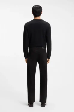 Year of the Horse Tapered-Fit Jeans aus schwarzem Denim mit gelasertem Muster