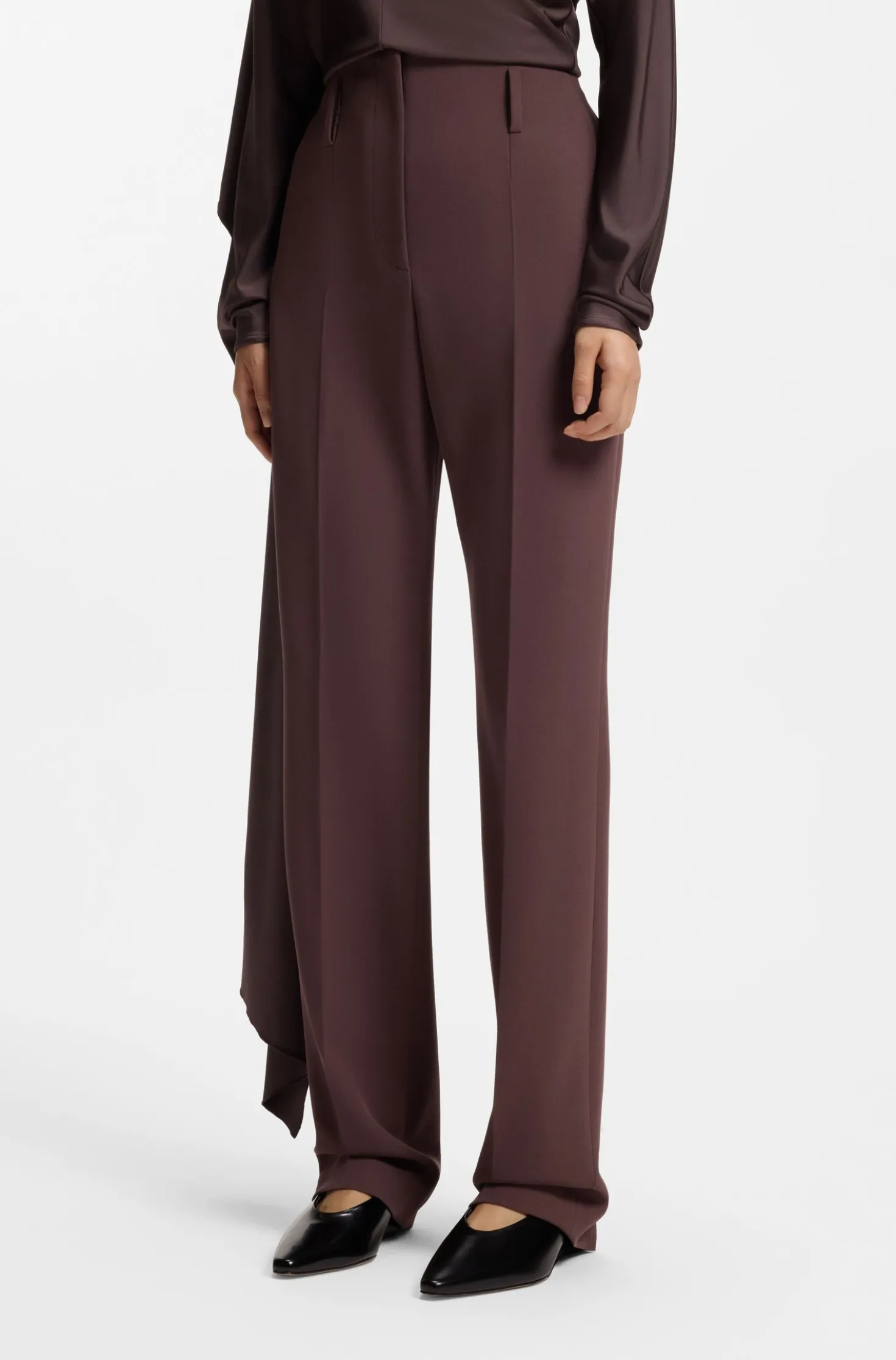 Zigarettenhose aus Schurwoll-Mix mit hohem Bund