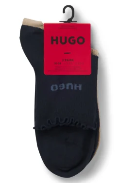 Zweierpack gerippte kurze Socken