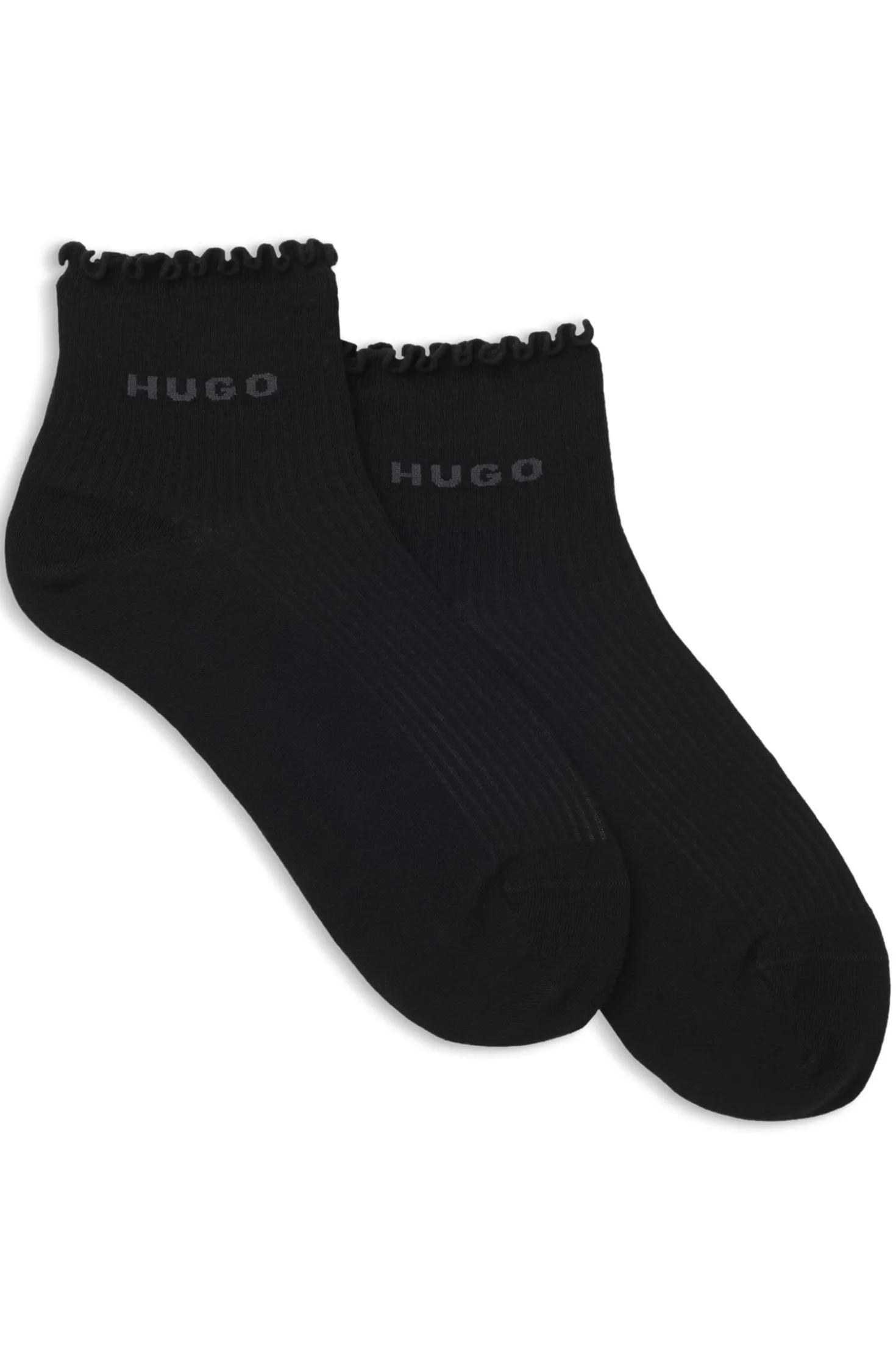 Zweierpack gerippte kurze Socken