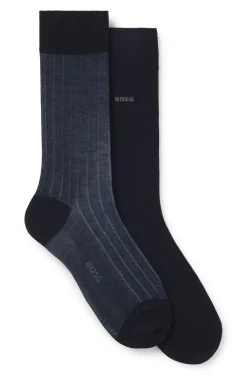 Zweierpack gerippte Vanisé-Socken aus merzerisiertem Baumwoll-Mix