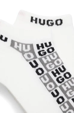 Zweierpack knöchellange Socken mit Logo-Intarsien