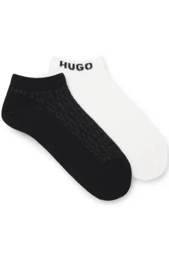 Zweierpack knöchellange Socken mit Logo-Intarsien