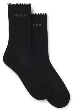 Zweierpack mittelhohe Socken mit gekräuselten Bündchen
