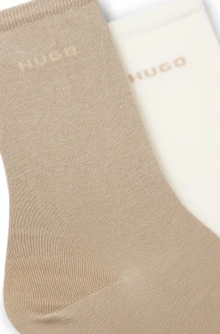 Zweierpack mittelhohe Socken aus Baumwoll-Mix mit Logos
