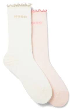 Zweierpack mittelhohe Socken mit gekräuselten Bündchen