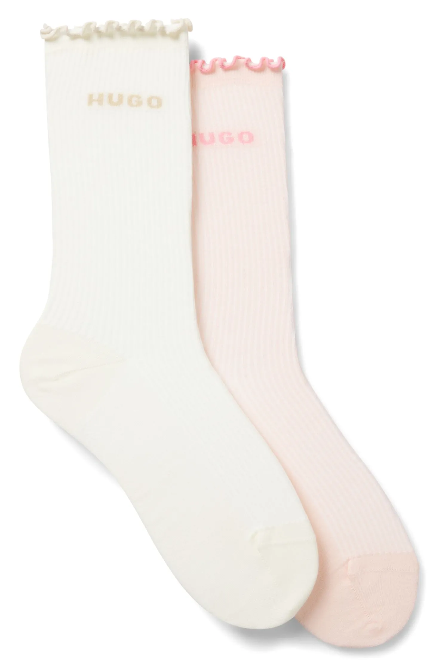 Zweierpack mittelhohe Socken mit gekräuselten Bündchen