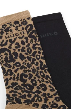 Zweierpack mittelhohe Socken mit Leoparden-Details