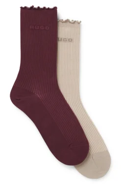 Zweierpack mittelhohe Socken mit gekräuselten Bündchen