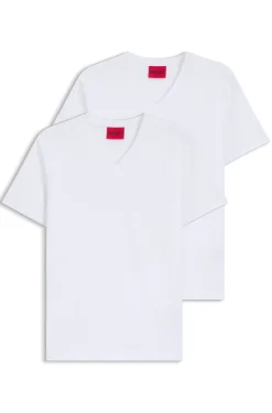 Zweierpack T-Shirts aus Stretch-Baumwolle mit V-Ausschnitt