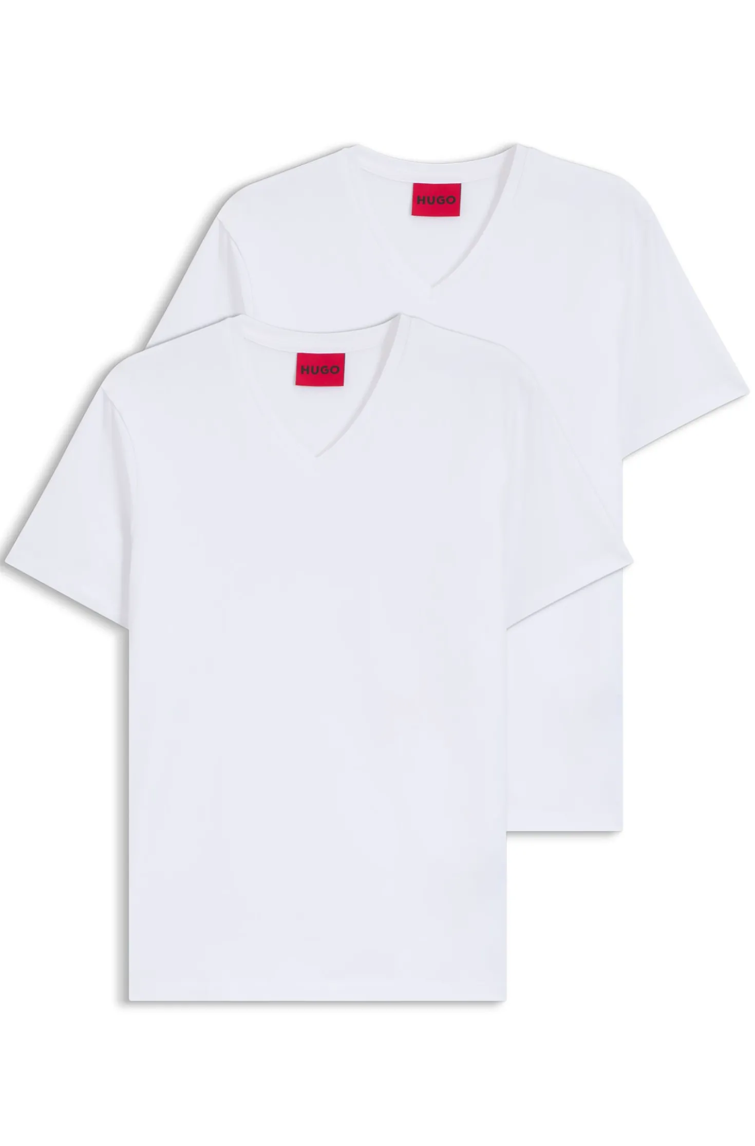 Zweierpack T-Shirts aus Stretch-Baumwolle mit V-Ausschnitt