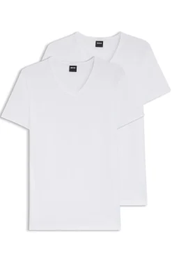 Zweierpack T-Shirts aus Stretch-Baumwolle mit schmalem Schnitt