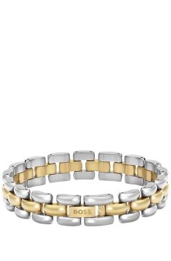 Zweifarbiges Gliederarmband mit graviertem Logo