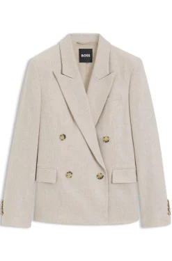Zweireihiger Regular-Fit Blazer aus meliertem Flanell