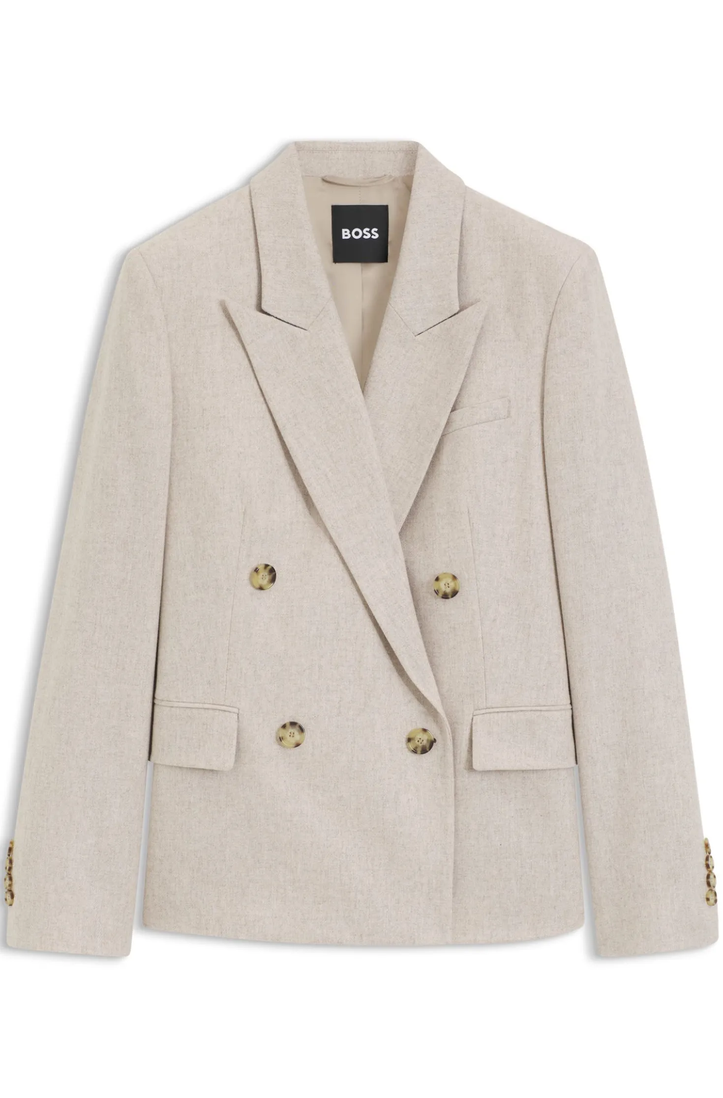 Zweireihiger Regular-Fit Blazer aus meliertem Flanell