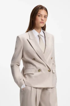 Zweireihiger Regular-Fit Blazer aus meliertem Flanell