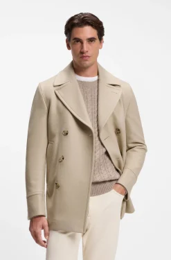 Zweireihiger Slim-Fit Kurzmantel aus Woll-Mix