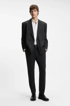 Zweireihiges Sakko aus Woll-Mix mit Twill-Struktur