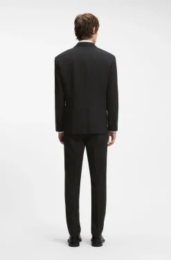 Zweireihiges Sakko aus Woll-Mix mit Twill-Struktur
