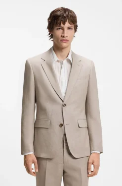 Zweiteiliger Slim-Fit Anzug aus Baumwolle und Leinen