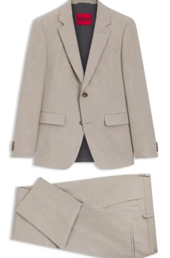 Zweiteiliger Slim-Fit Anzug aus Baumwolle und Leinen