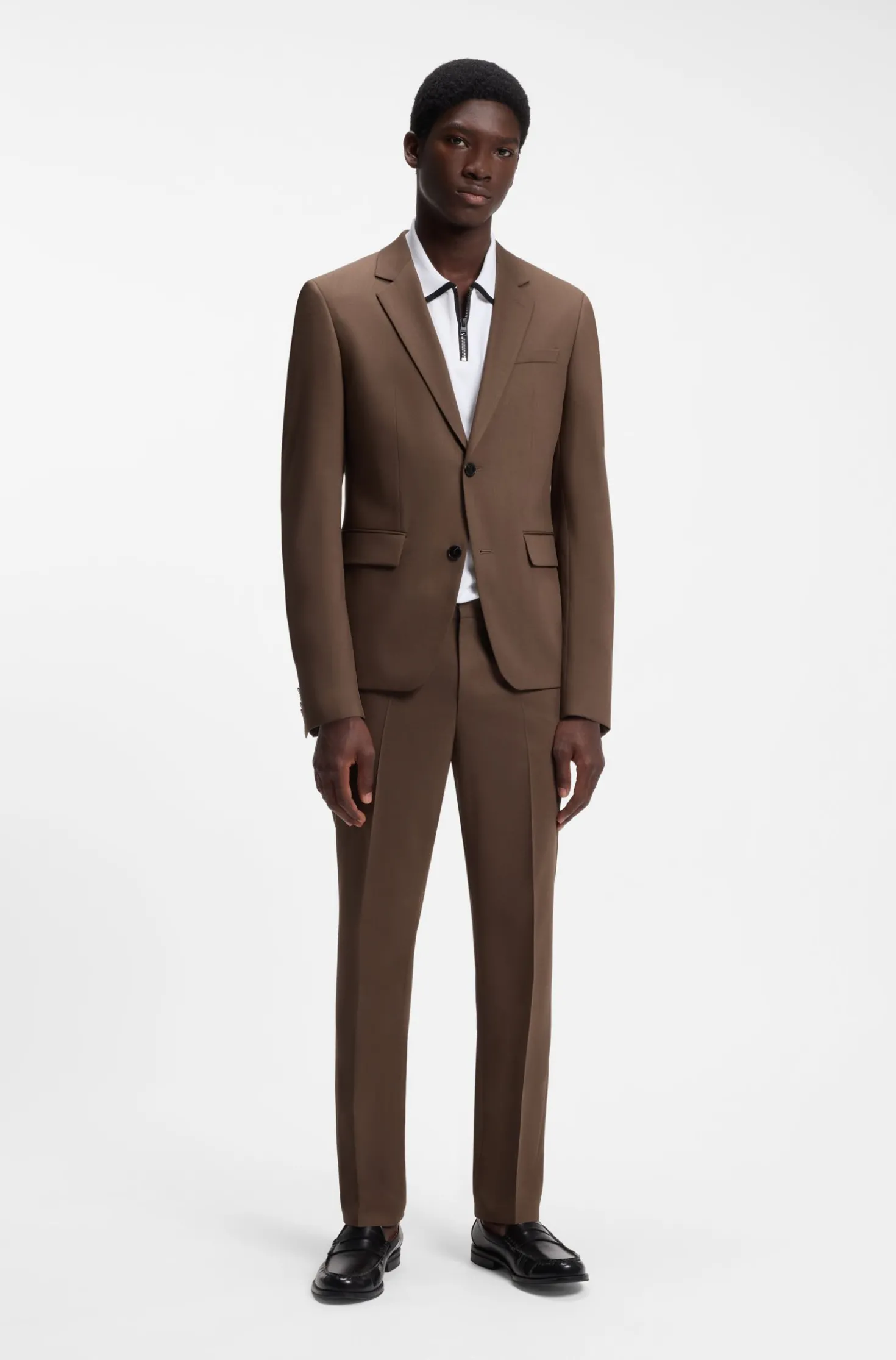 Zweiteiliger Slim-Fit Anzug aus Performance-Stretch-Twill