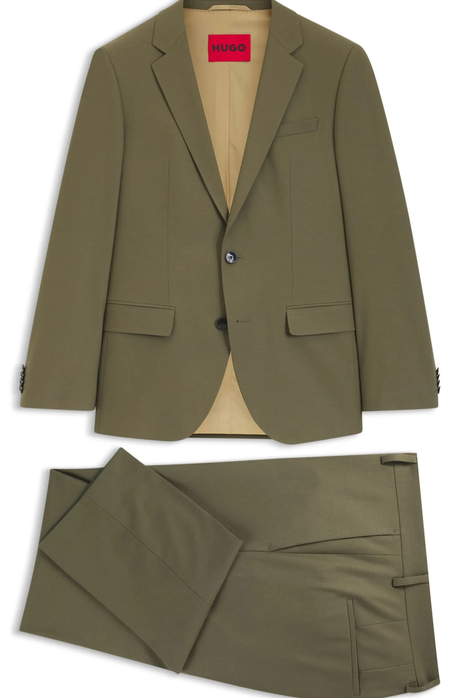 Zweiteiliger Slim-Fit Popeline-Anzug aus Woll-Mix