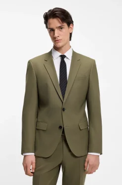 Zweiteiliger Slim-Fit Popeline-Anzug aus Woll-Mix